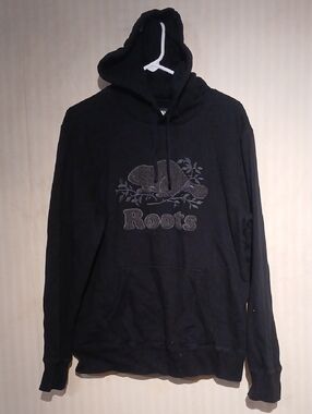 Roots Black Hoodie with Embroidered Beaver Logo